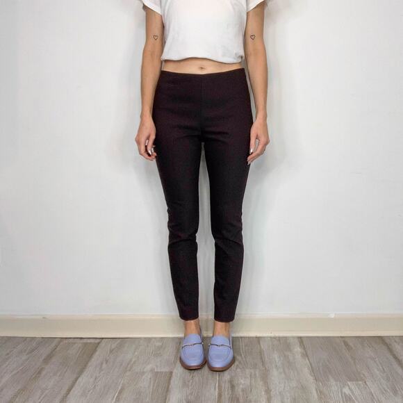 ST. JOHN faux leather pants skinny leg flat front chocolate brown mid rise 3006 - Picture 12 of 14